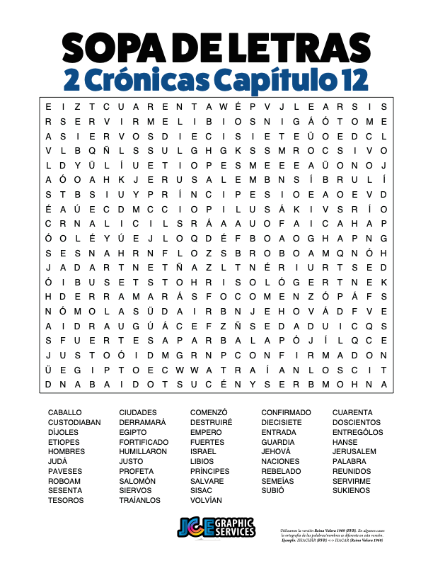 Sopa de Letras - 2 Crónicas Cápitulo 12