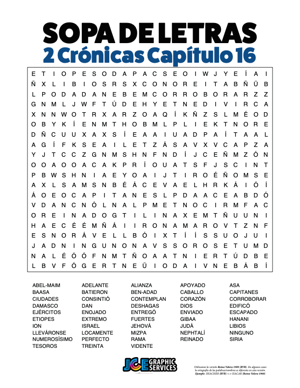 Sopa de Letras - 2 Crónicas Cápitulo 16