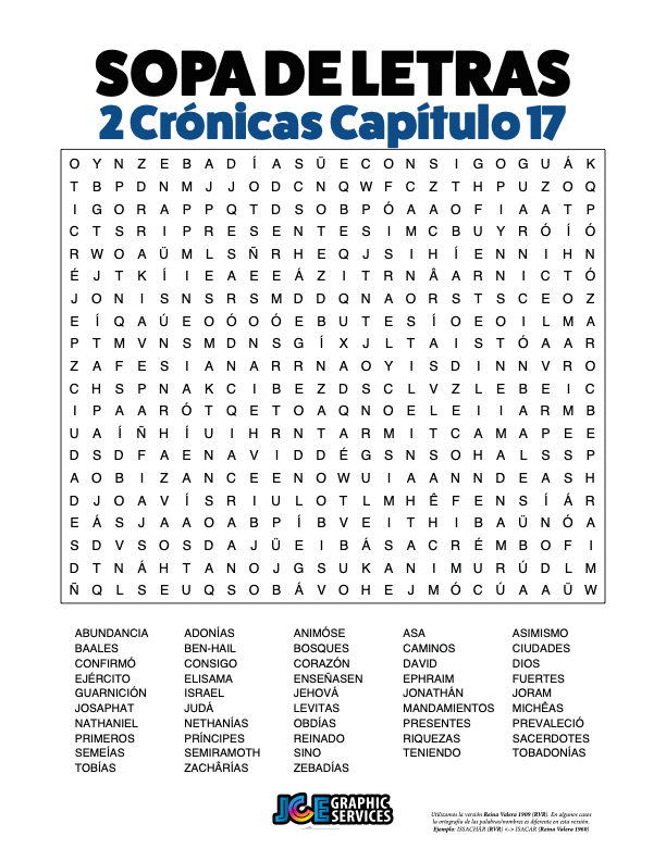 Sopa de Letras - 2 Crónicas Cápitulo 17