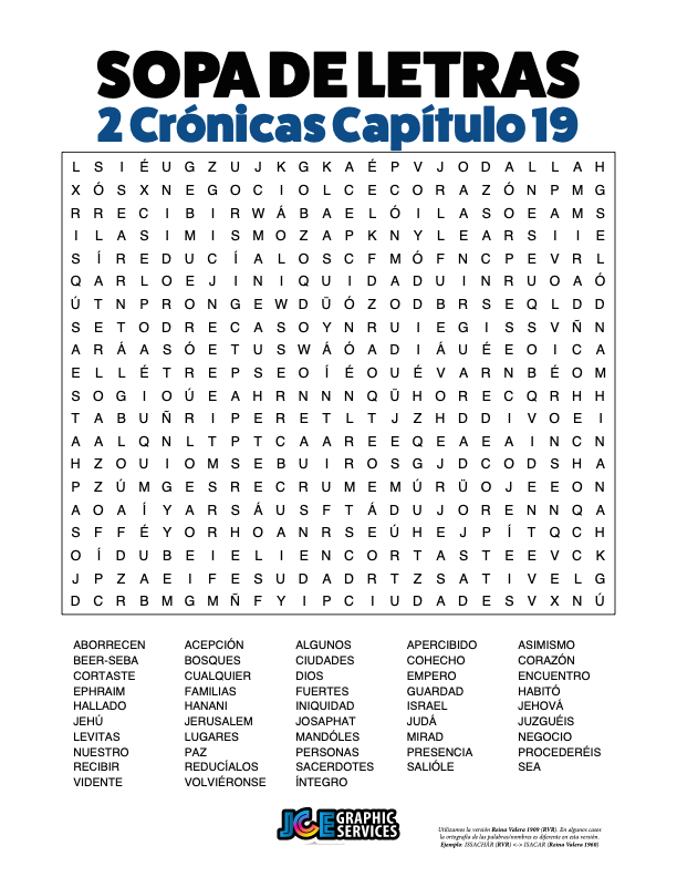 Sopa de Letras - 2 Crónicas Cápitulo 19