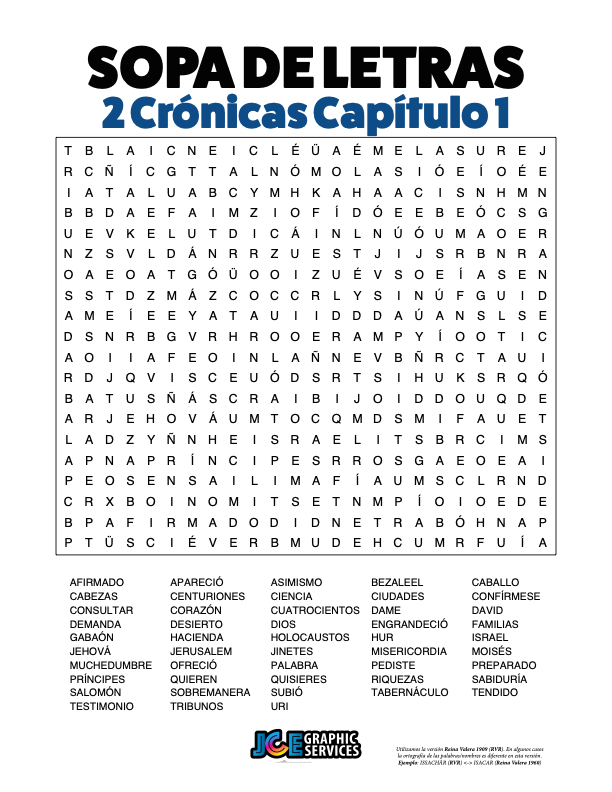Sopa de Letras - 2 Crónicas Cápitulo 1