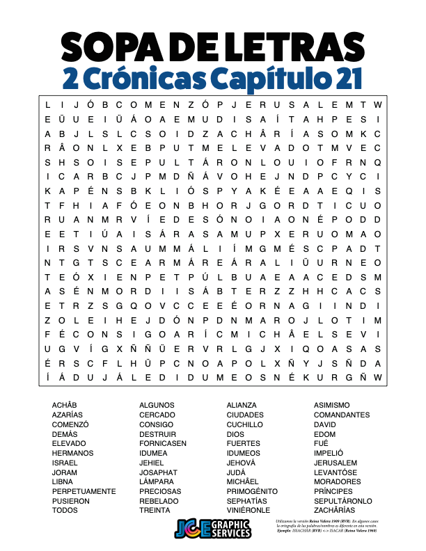 Sopa de Letras - 2 Crónicas Cápitulo 21