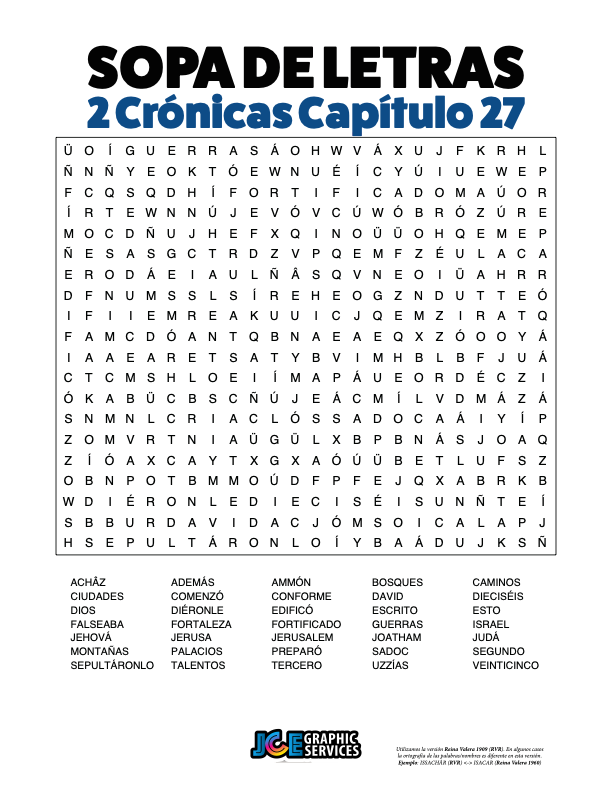 Sopa de Letras - 2 Crónicas Cápitulo 27