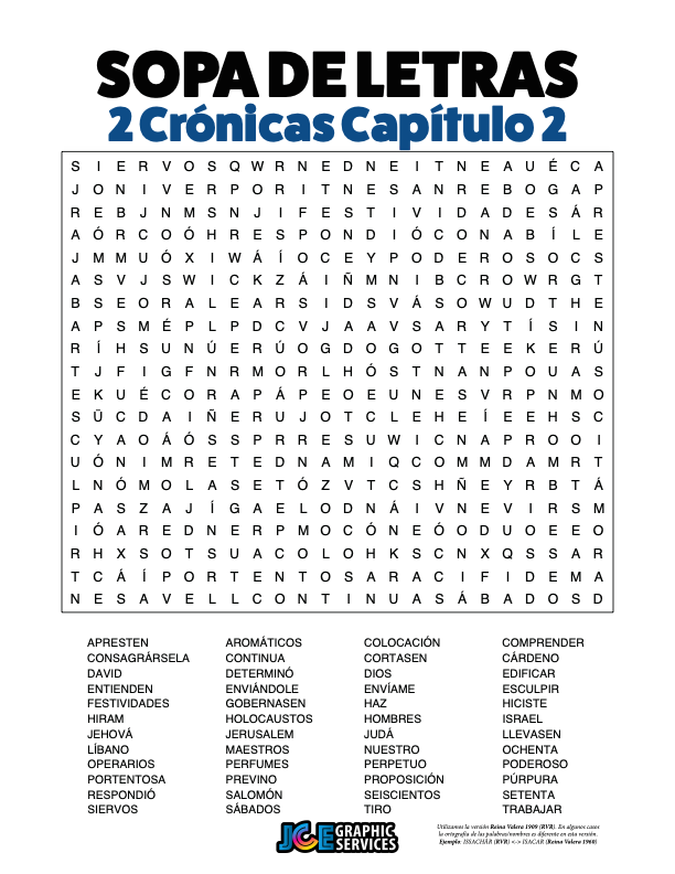 Sopa de Letras - 2 Crónicas Cápitulo 2