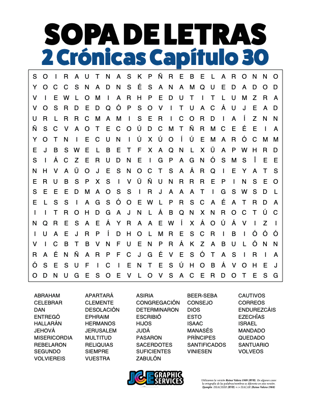 Sopa de Letras - 2 Crónicas Cápitulo 30