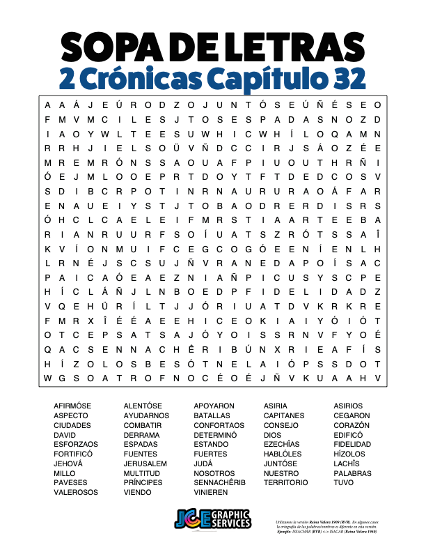 Sopa de Letras - 2 Crónicas Cápitulo 32