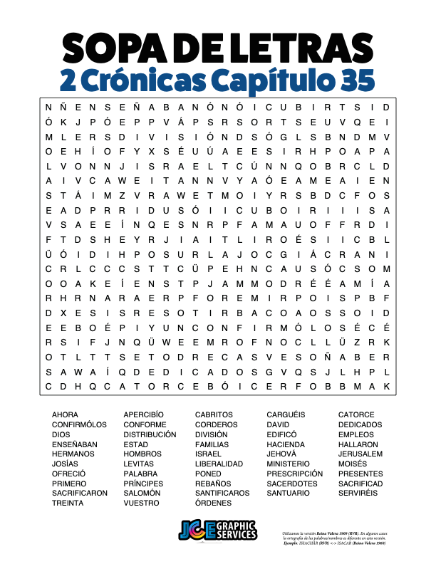 Sopa de Letras - 2 Crónicas Cápitulo 35