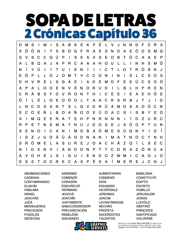 Sopa de Letras - 2 Crónicas Cápitulo 36