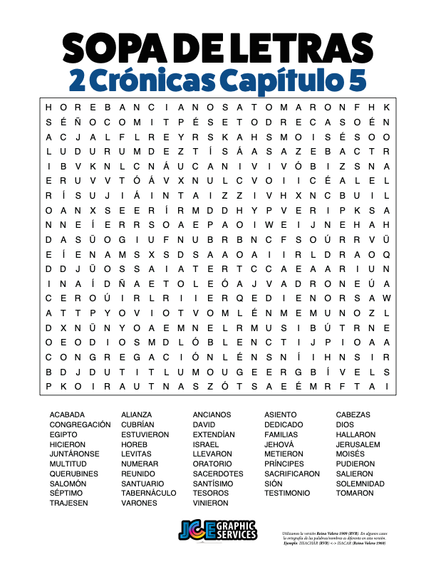 Sopa de Letras - 2 Crónicas Cápitulo 5