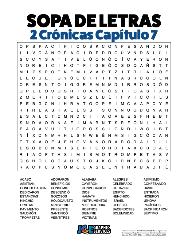 Sopa de Letras - 2 Crónicas Cápitulo 7