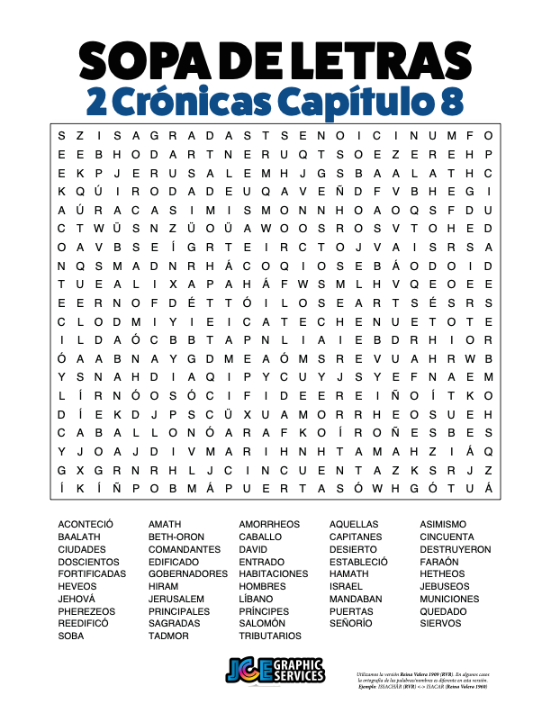 Sopa de Letras - 2 Crónicas Cápitulo 8