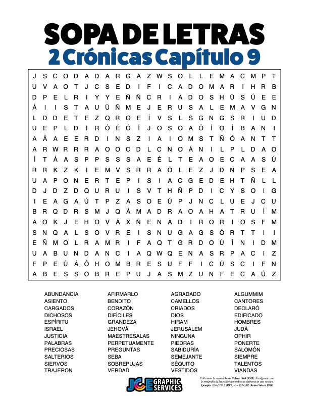Sopa de Letras - 2 Crónicas Cápitulo 9