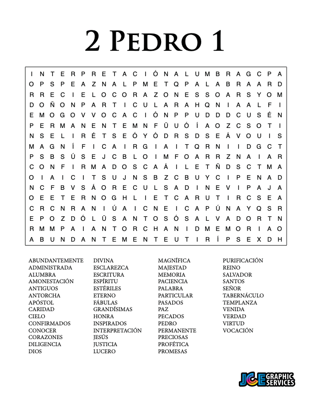Sopa de Letras - 2 Pedro Cápitulo 1