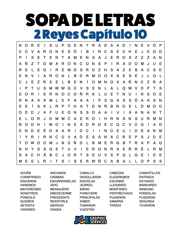 Sopa de Letras - 2 Reyes Cápitulo 10