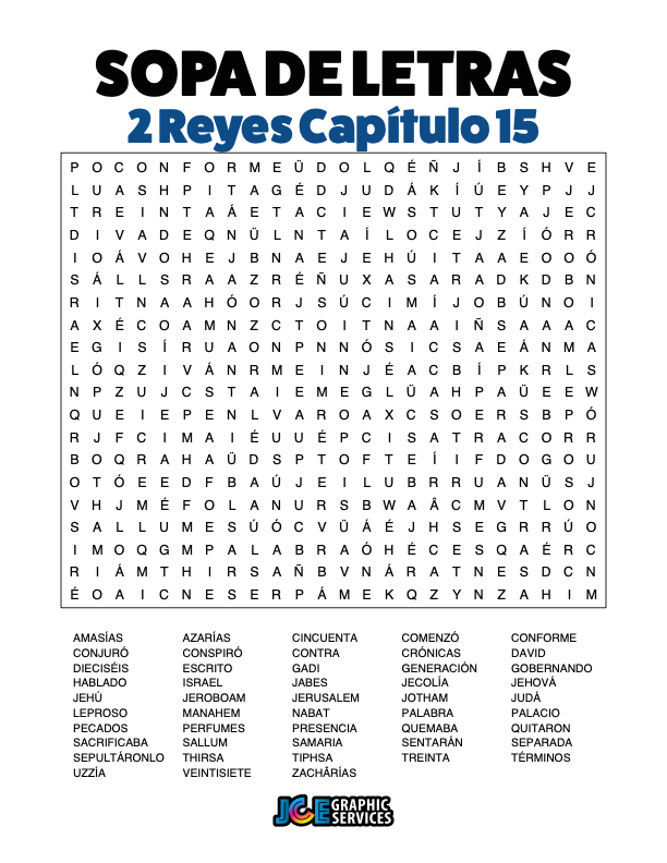 Sopa de Letras - 2 Reyes Cápitulo 15
