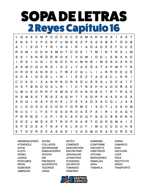 Sopa de Letras - 2 Reyes Cápitulo 16