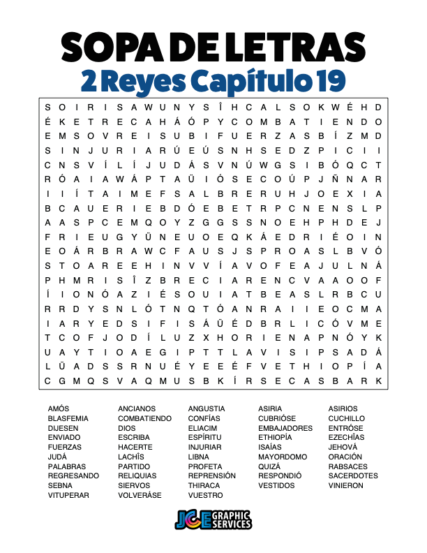 Sopa de Letras - 2 Reyes Cápitulo 19