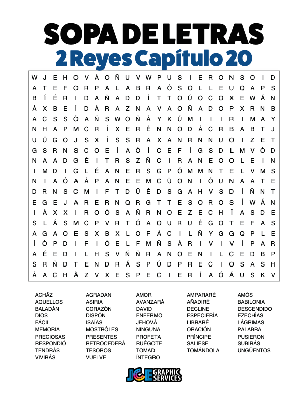 Sopa de Letras - 2 Reyes Cápitulo 20