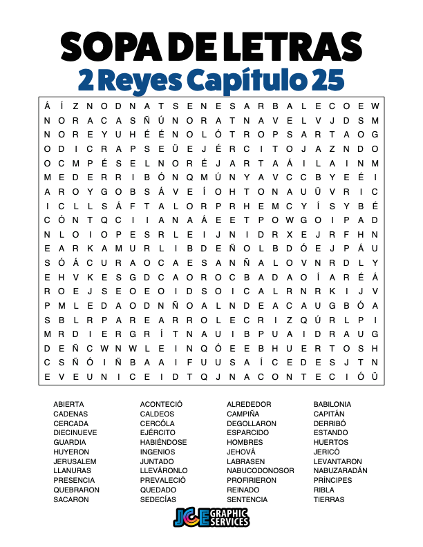 Sopa de Letras - 2 Reyes Cápitulo 25