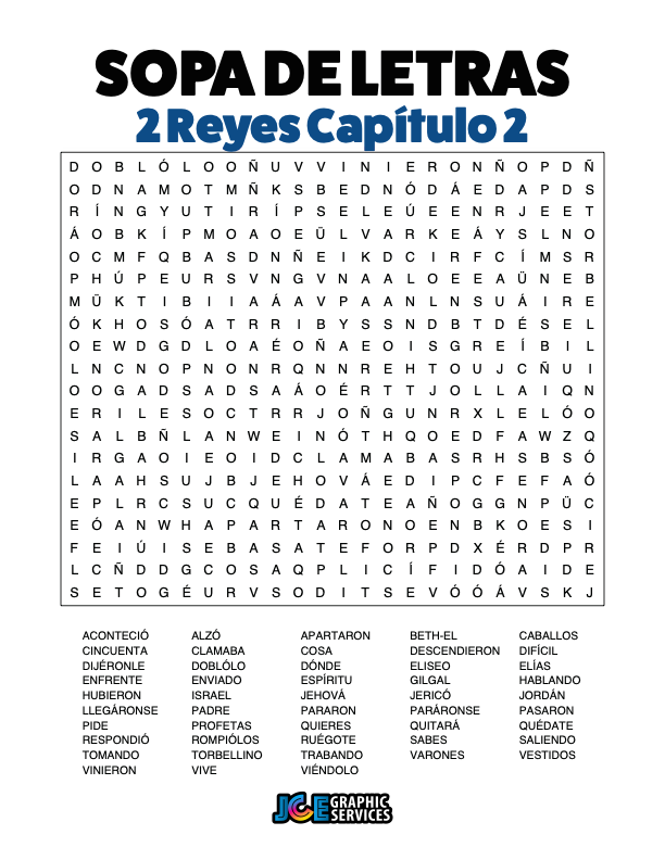 Sopa de Letras - 2 Reyes Cápitulo 2
