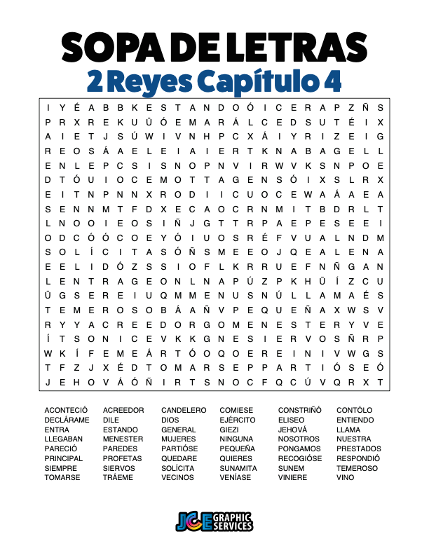 Sopa de Letras - 2 Reyes Cápitulo 4