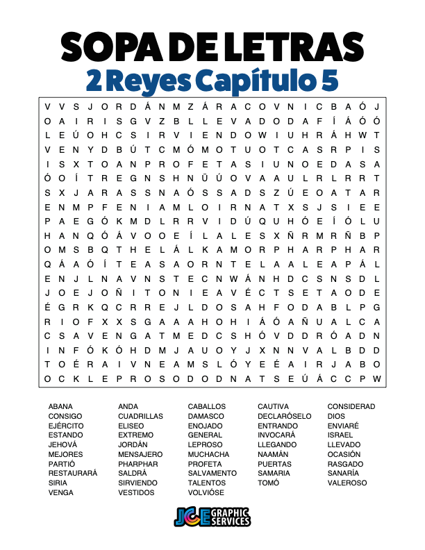 Sopa de Letras - 2 Reyes Cápitulo 5