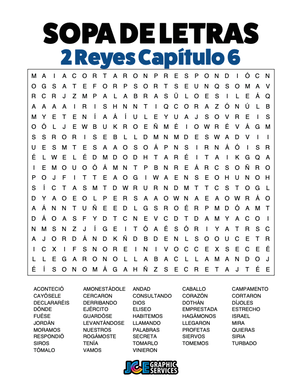 Sopa de Letras - 2 Reyes Cápitulo 6