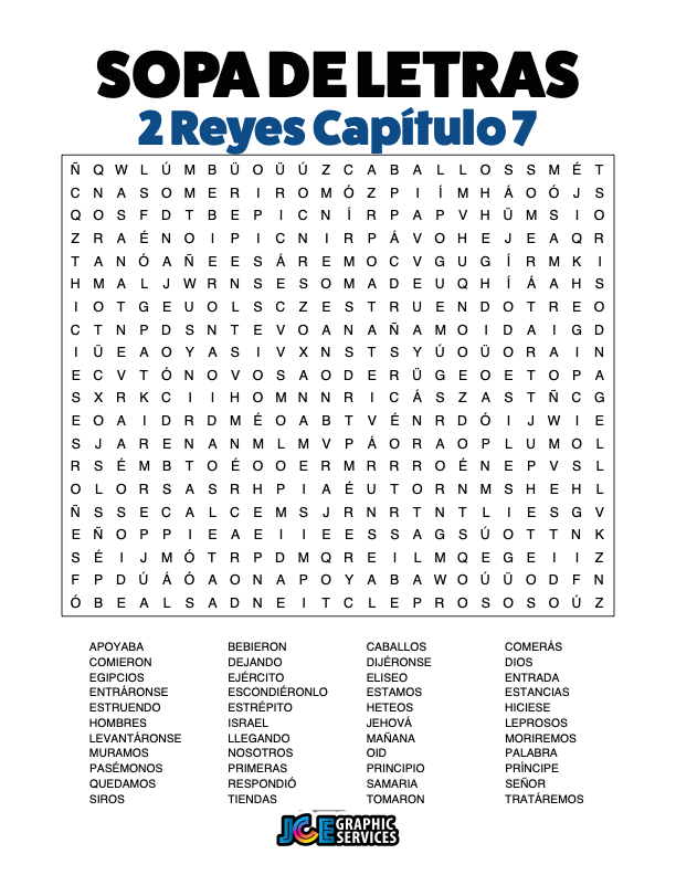 Sopa de Letras - 2 Reyes Cápitulo 7
