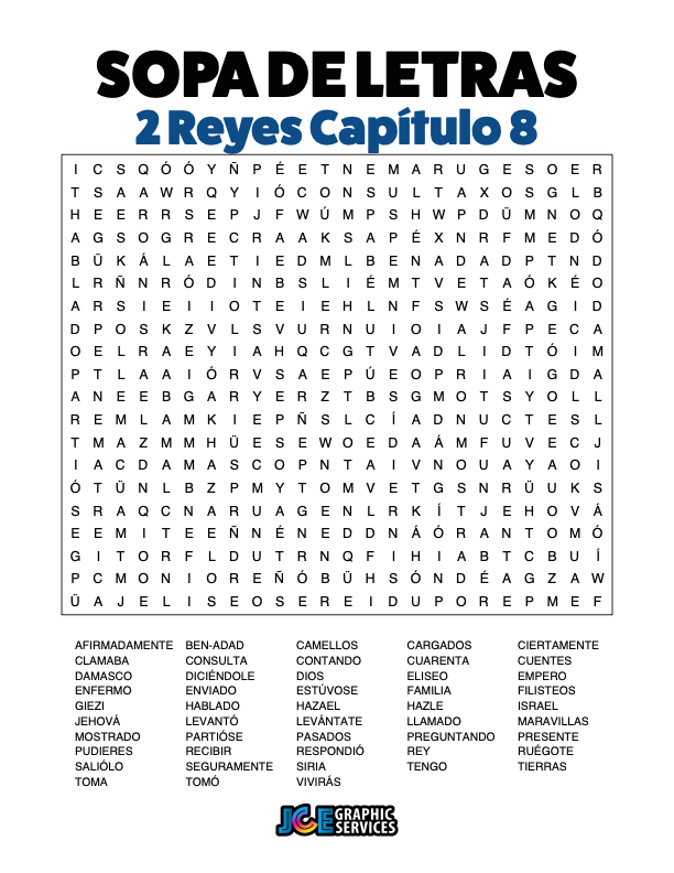 Sopa de Letras - 2 Reyes Cápitulo 8