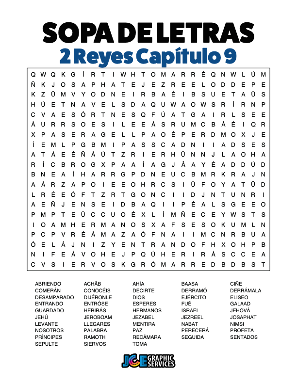 Sopa de Letras - 2 Reyes Cápitulo 9