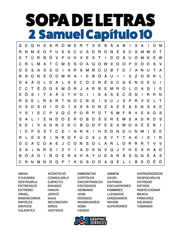 Sopa de Letras - 2 Samuel Cápitulo 10