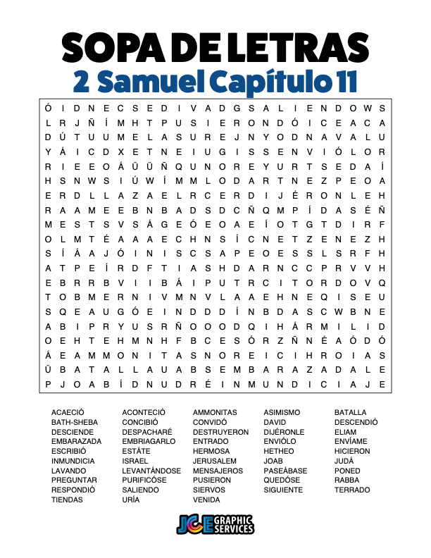 Sopa de Letras - 2 Samuel Cápitulo 11