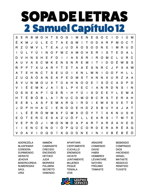 Sopa de Letras - 2 Samuel Cápitulo 12