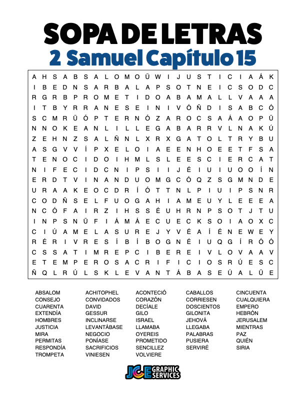 Sopa de Letras - 2 Samuel Cápitulo 15