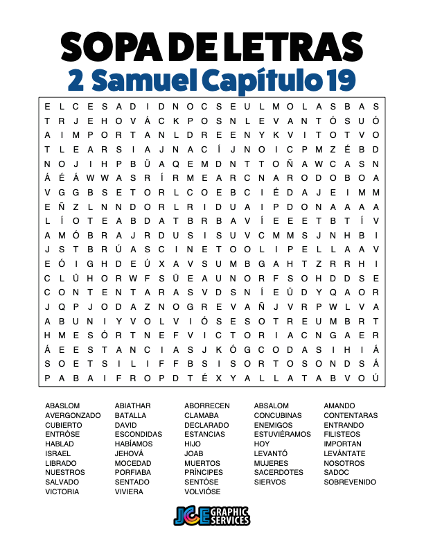 Sopa de Letras - 2 Samuel Cápitulo 19
