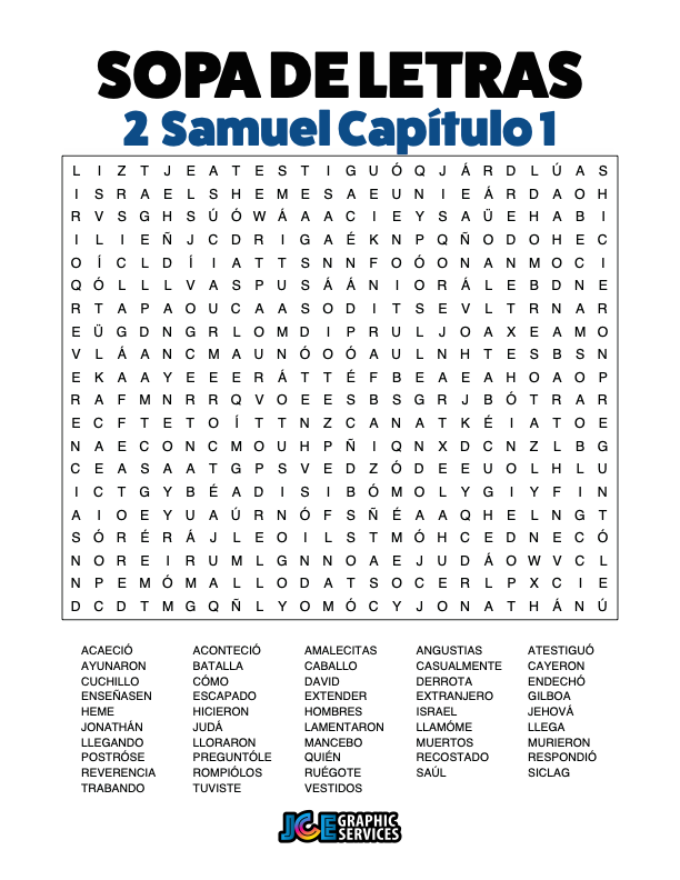 Sopa de Letras - 2 Samuel Cápitulo 1