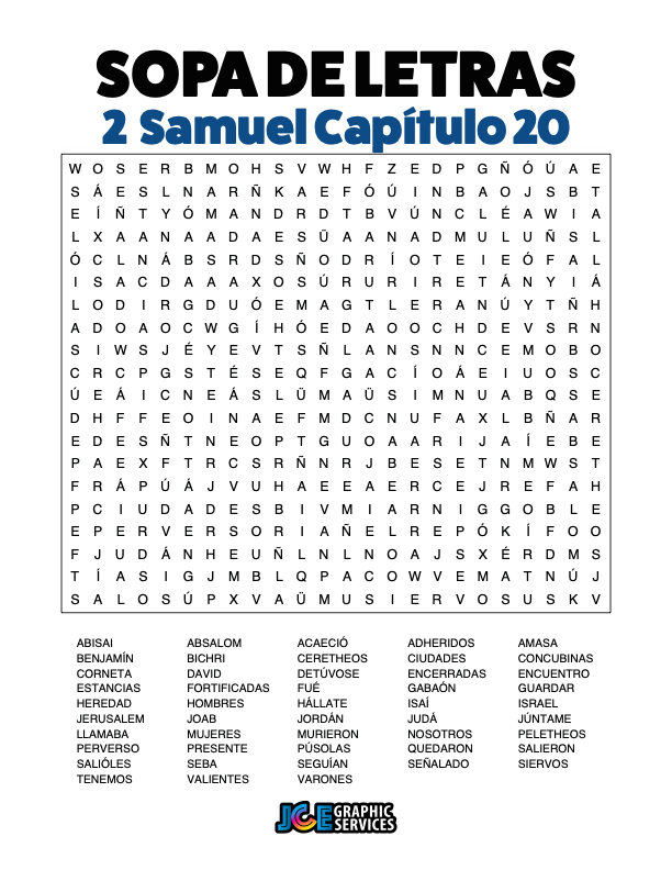 Sopa de Letras - 2 Samuel Cápitulo 20