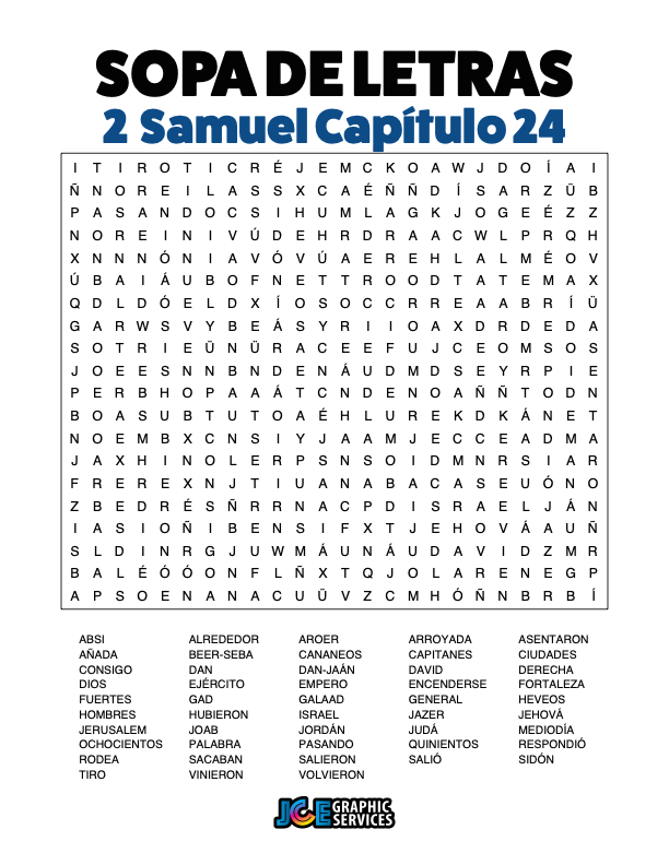 Sopa de Letras - 2 Samuel Cápitulo 24