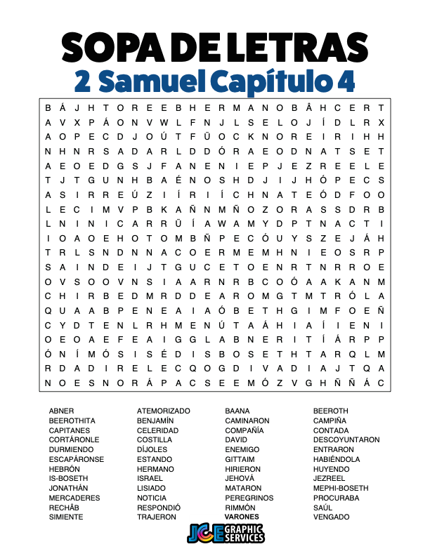 Sopa de Letras - 2 Samuel Cápitulo 4