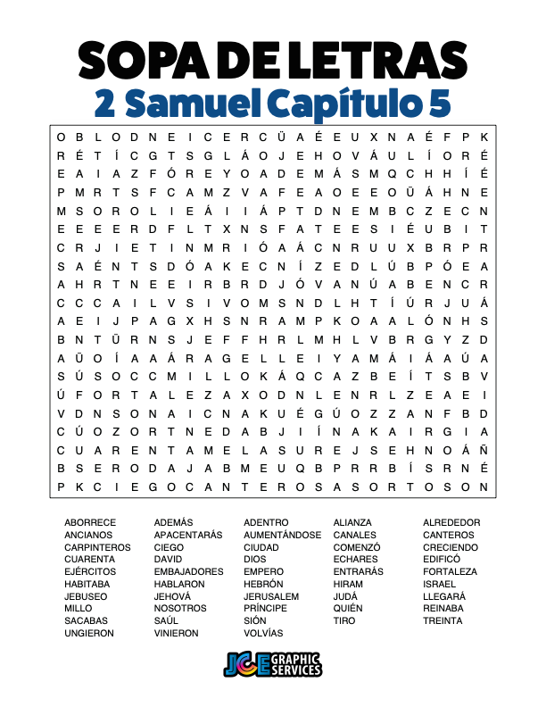 Sopa de Letras - 2 Samuel Cápitulo 5