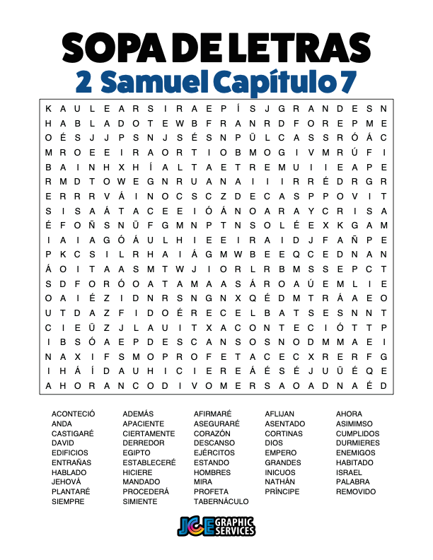 Sopa de Letras - 2 Samuel Cápitulo 7
