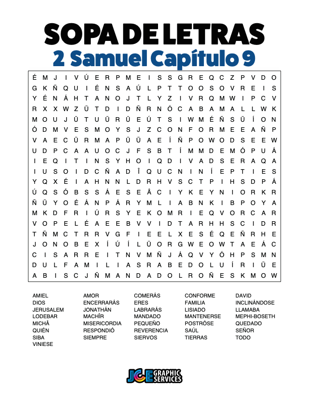 Sopa de Letras - 2 Samuel Cápitulo 9