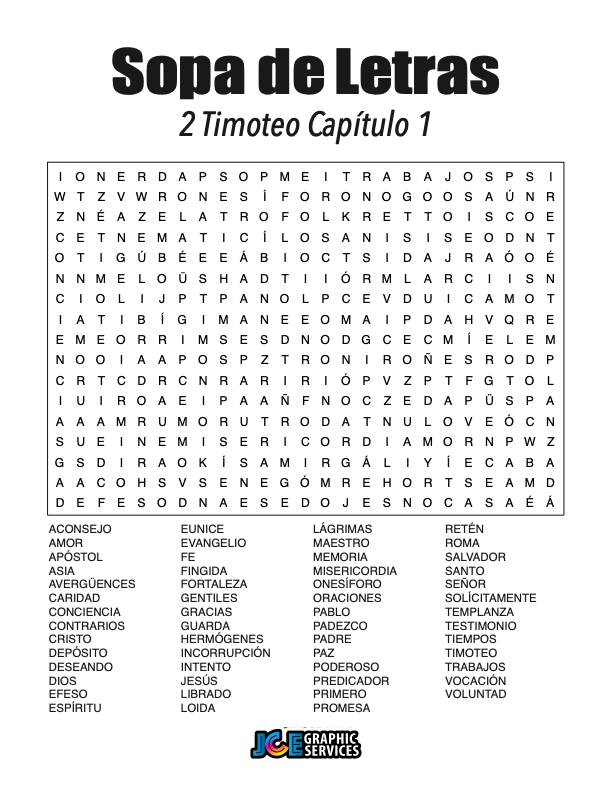 Sopa de Letras - 2 Timoteo Cápitulo 1