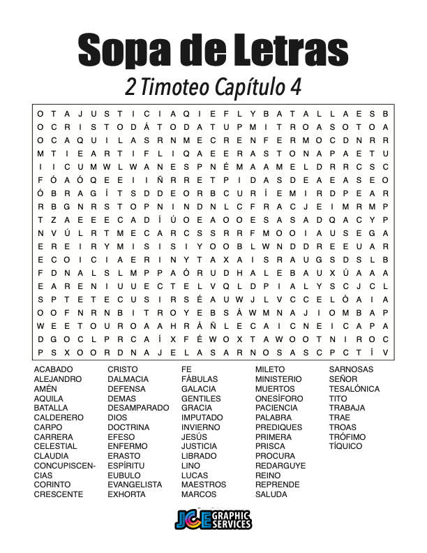Sopa de Letras - 2 Timoteo Cápitulo 4