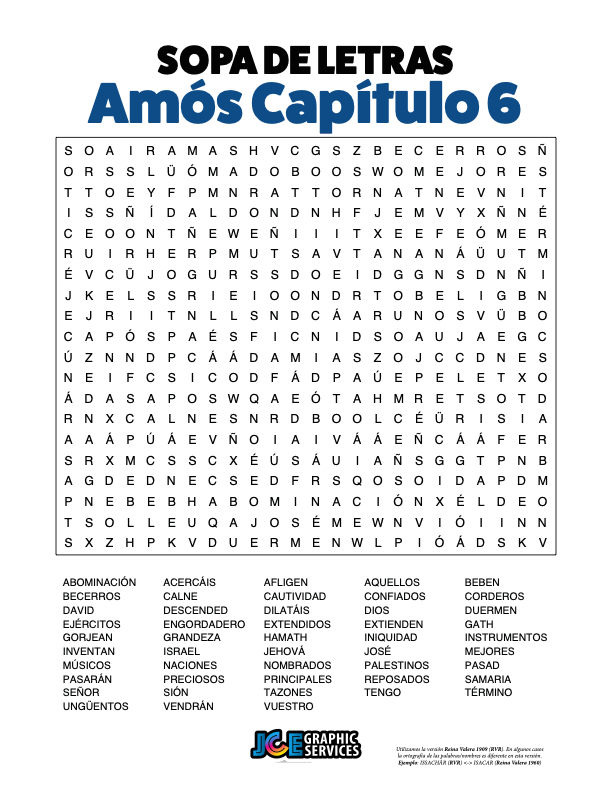 Sopa de Letras - Amós Cápitulo 6