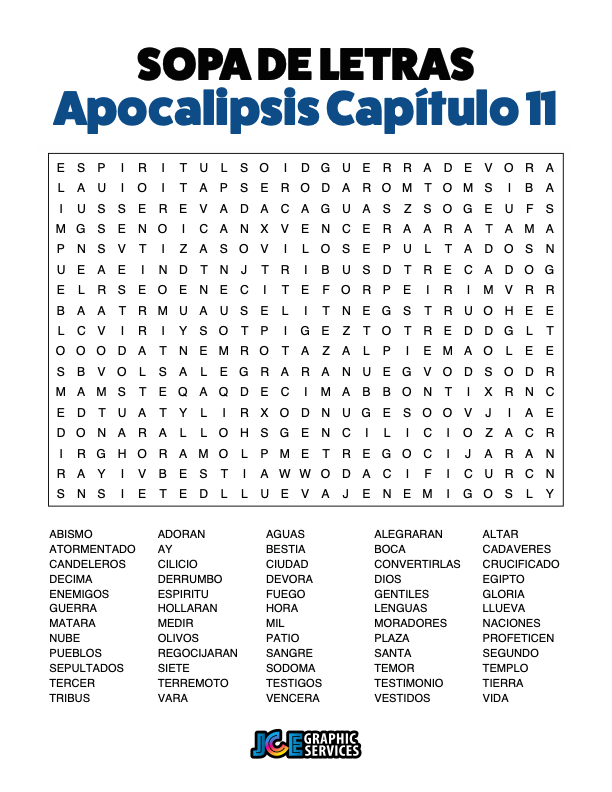 Sopa de Letras - Apocalipsis Cápitulo 11
