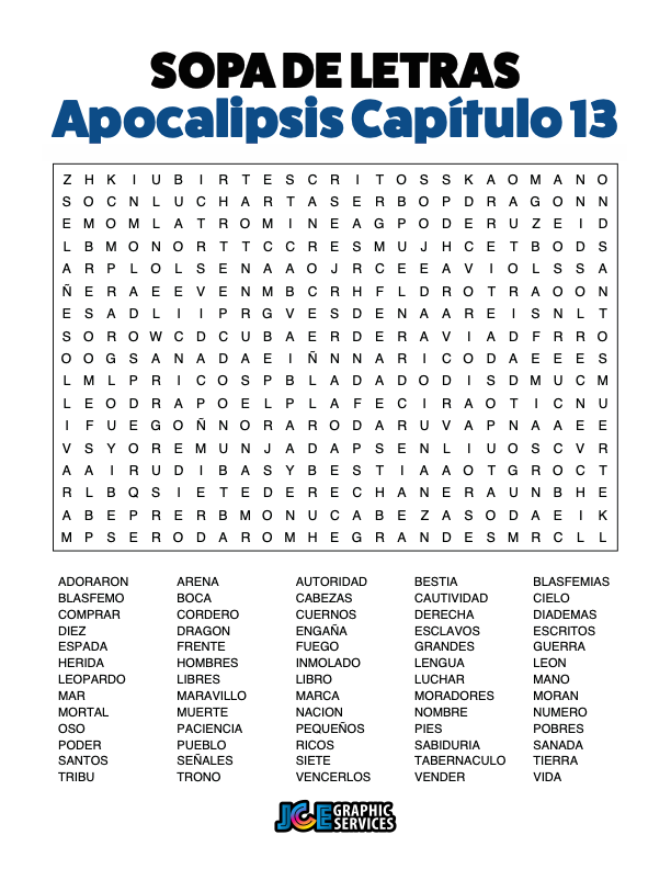 Sopa de Letras - Apocalipsis Cápitulo 13