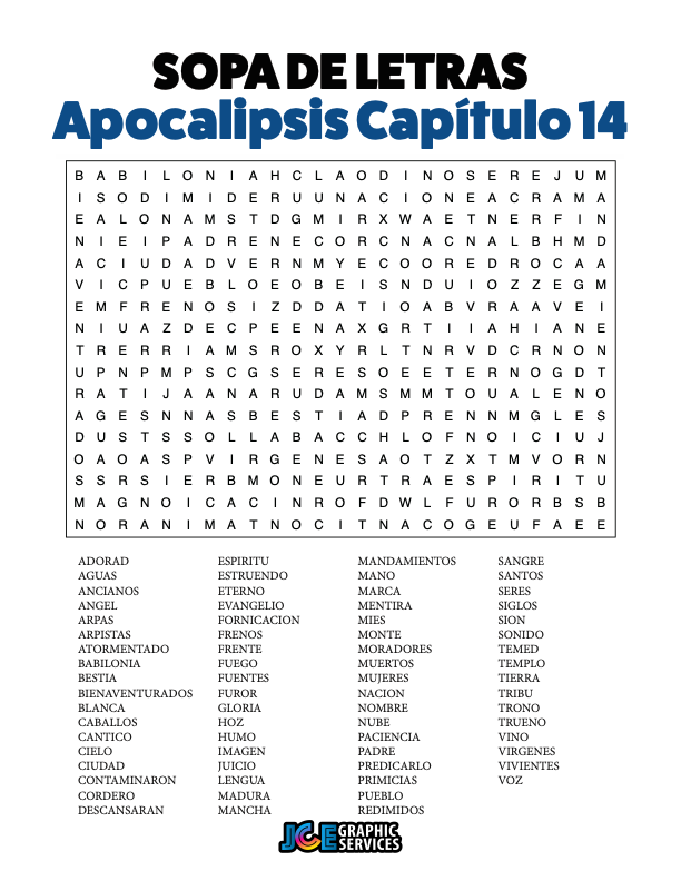 Sopa de Letras - Apocalipsis Cápitulo 14