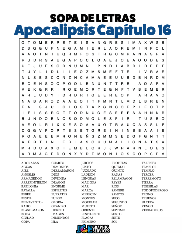 Sopa de Letras - Apocalipsis Cápitulo 16