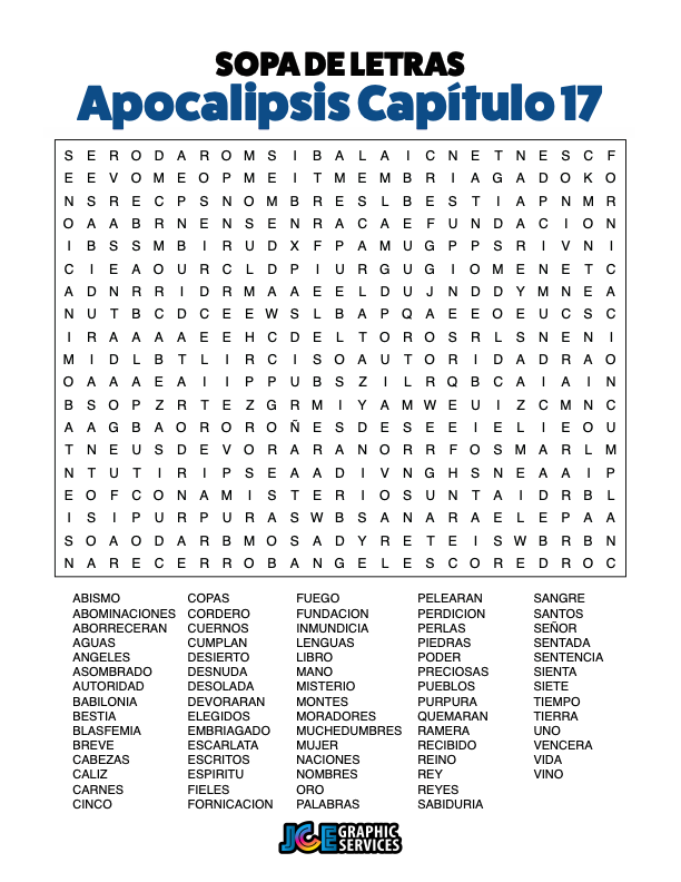 Sopa de Letras - Apocalipsis Cápitulo 17